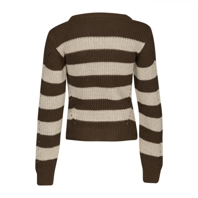 Kiestone Meisjes sweater milou bruin gestreept KS8913 - Milou - Brown-Sand Stripe large