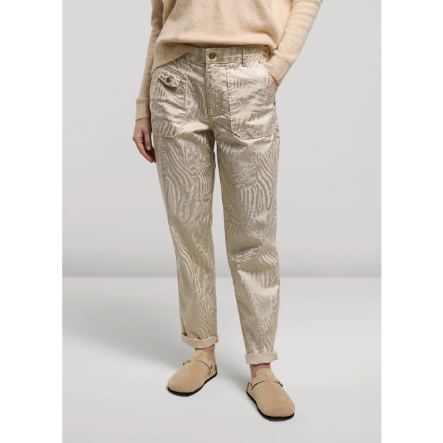 Summum Loose fit pants metallic leaf stretch twill ecru dessin 4109.08.0035 large