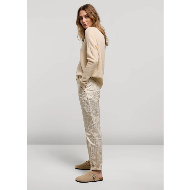 Summum Loose fit pants metallic leaf stretch twill ecru dessin 4109.08.0035 large