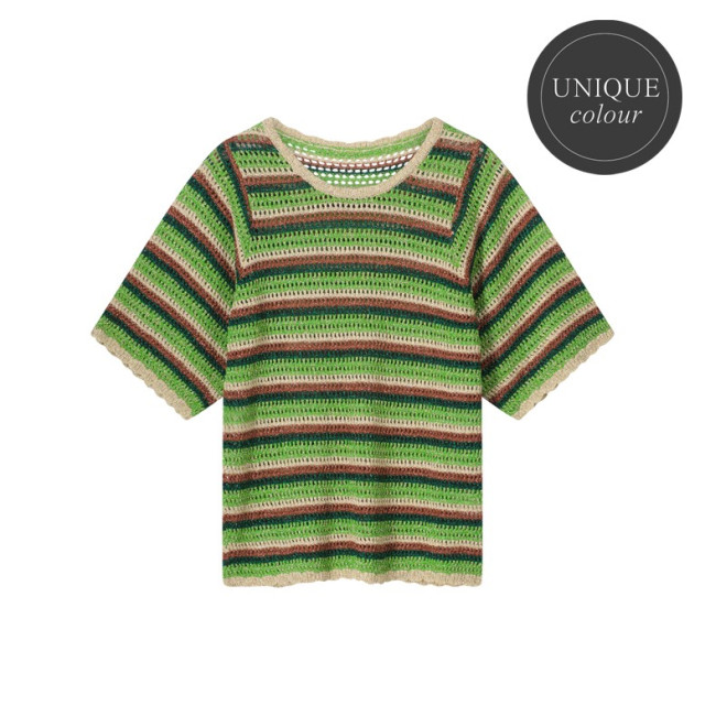 Summum Short sleeve sweater lurex stripe knit dessin 4382.29.0078 large