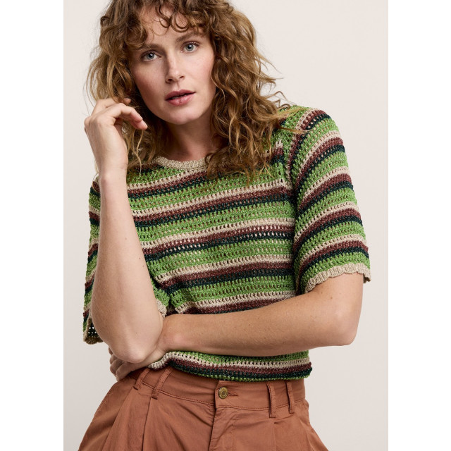 Summum Short sleeve sweater lurex stripe knit dessin 4382.29.0078 large