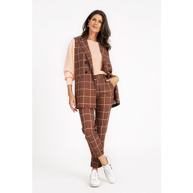 Studio Anneloes 06819 pijke sl big check blazer mocha/offwhite 0-4-1-2-1-1-1-1-1-4-1-2-2-1-1-1-2-1-1-1-1-2-2-3-1-1-1-1-2-1-3-2-1-1-1-2 large