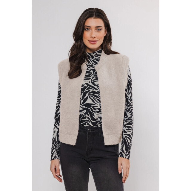 Rino & Pelle Elona.700noos rino en pelle short waistcoat stone Elona.700NOOS Stone large