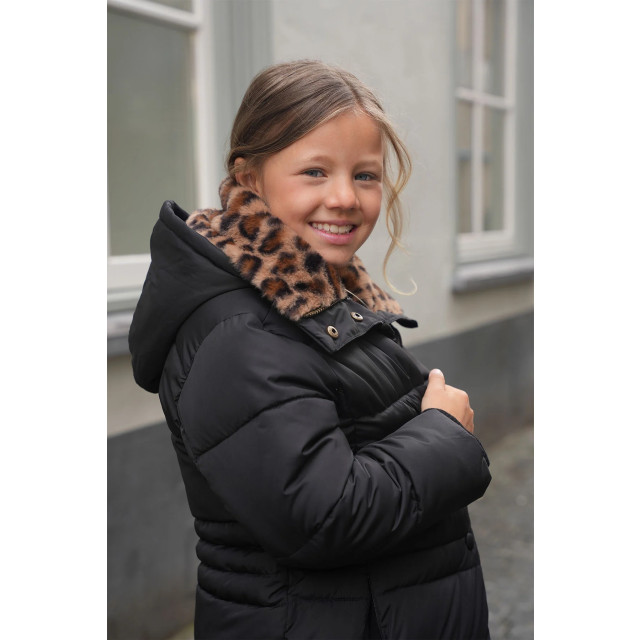 Like Flo Meisjes winterjas lang fancy met capuchon abby antraciet F407-5217-092 large