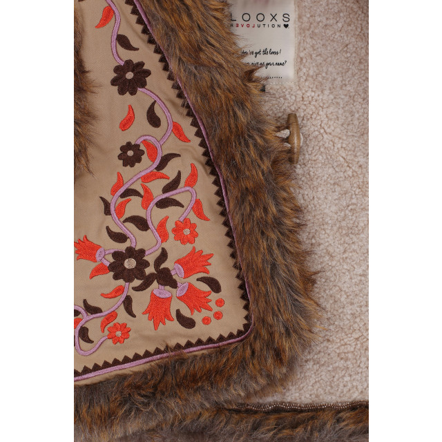 Looxs Revolution Gilet borduursels imitatie bont voor meisjes in de kleur 2431-7035-407 large