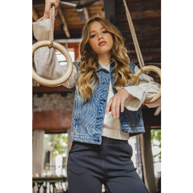 Looxs Revolution Blue denim gilet swirl voor meisjes in de kleur 2431-5022-145 large