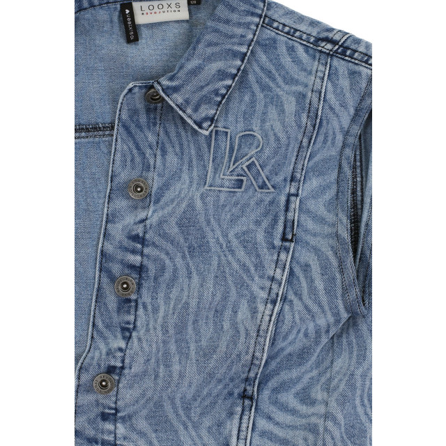Looxs Revolution Blue denim gilet swirl voor meisjes in de kleur 2431-5022-145 large