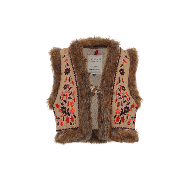 Looxs Revolution Gilet borduursels imitatie bont voor meisjes in de kleur 2431-7035-407 large