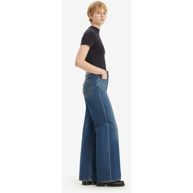 Levi's Ribcage wide leg polar permiter mid blue denim A6081-0012 large