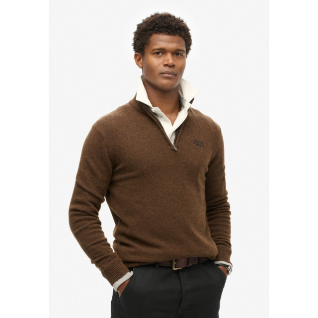 Superdry M6110640a chb essential henley half zip trui - light brown   CHB Light Brown/M6110640A Essential Henley Kty large