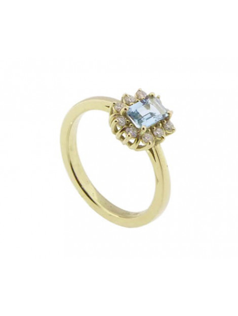 Nieuw Christian Gouden ring met aquamarijn en diamant geel goud UJ-04