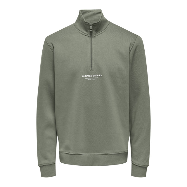 Only & Sons Onscurated reg half zip sweat olijf 5209.22.0042 large