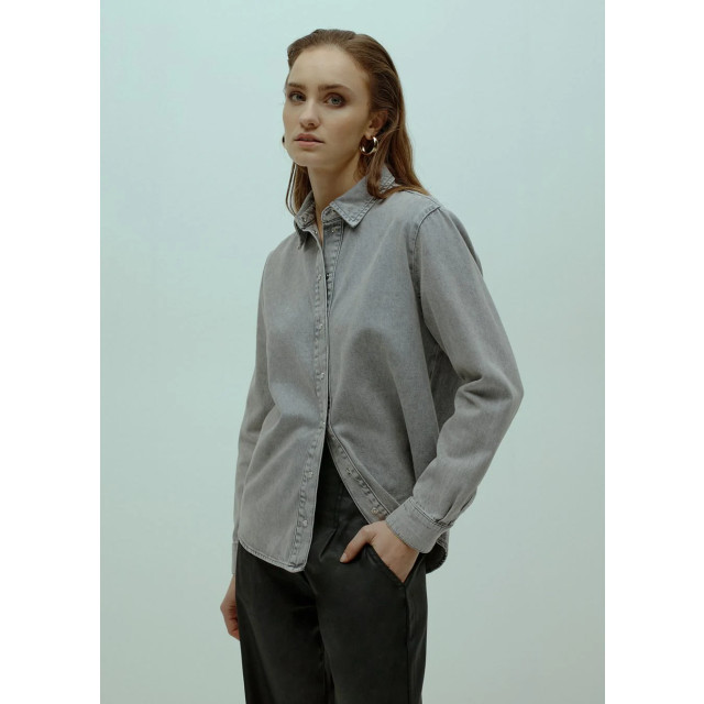 Homage to Denim Denim blouse parelmoer knopen 8957268394312 large