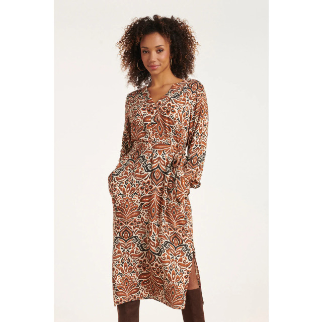 Smashed Lemon 24509 e paisley bedrukte midi jurk | 24509-720-775 large