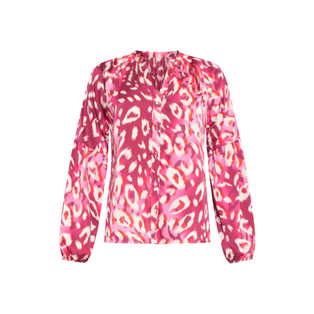 Smashed Lemon 24504 fuchsia cheetah print satijnen blouse | 24504-420-445 large