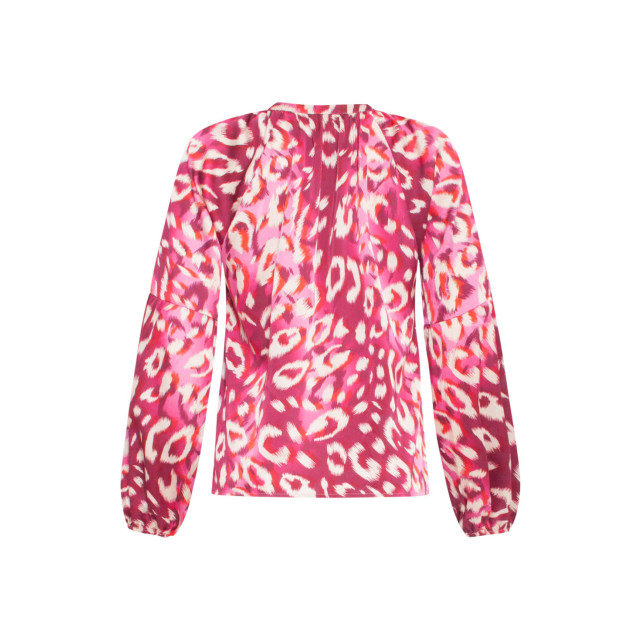 Smashed Lemon 24504 fuchsia cheetah print satijnen blouse | 24504-420-445 large
