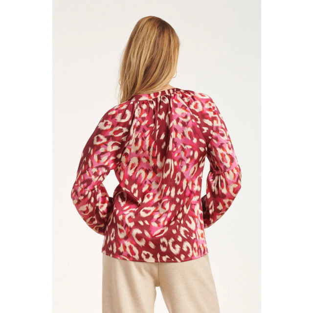 Smashed Lemon 24504 fuchsia cheetah print satijnen blouse | 24504-420-445 large