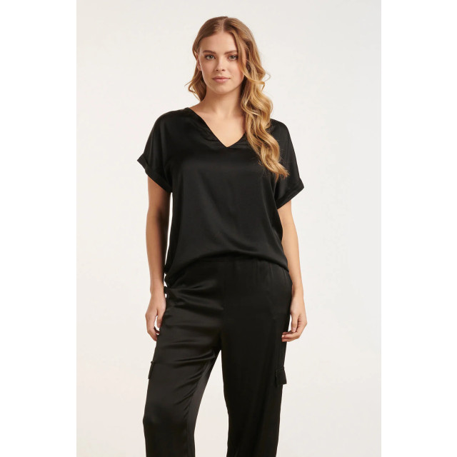 Smashed Lemon 24682 satijnen top met v-hals | 24682-999-M large