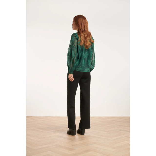 Smashed Lemon 24698 chiffon jacquard v-hals top met bladmotief | 24698-590-XS large