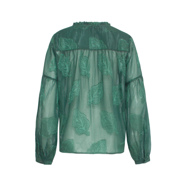 Smashed Lemon 24698 chiffon jacquard v-hals top met bladmotief | 24698-590-XS large
