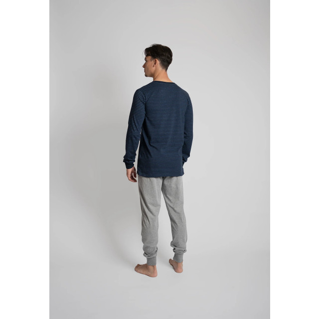 Phil & Co Essential heren pyjamaset lang blauw / grijs 852-04 large