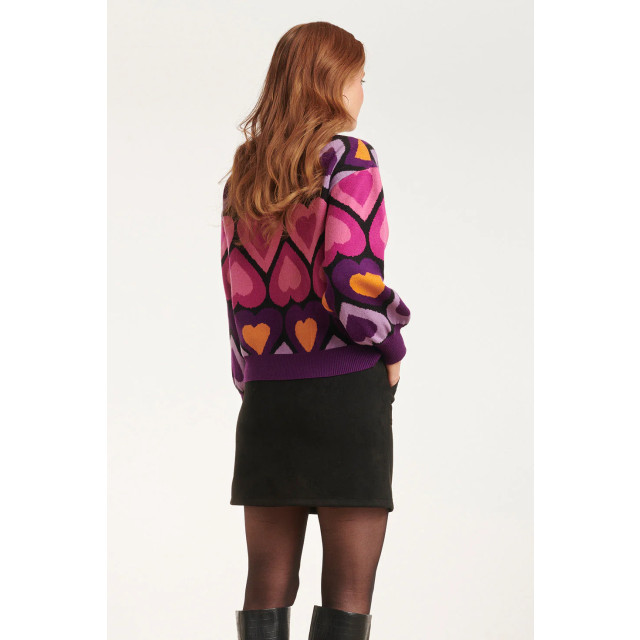 Smashed Lemon 24598 gebreide top met hartjesprint | 24598-998-XL large
