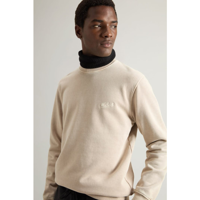 Woolrich Men garment dyed crewneck rope 153604078 large