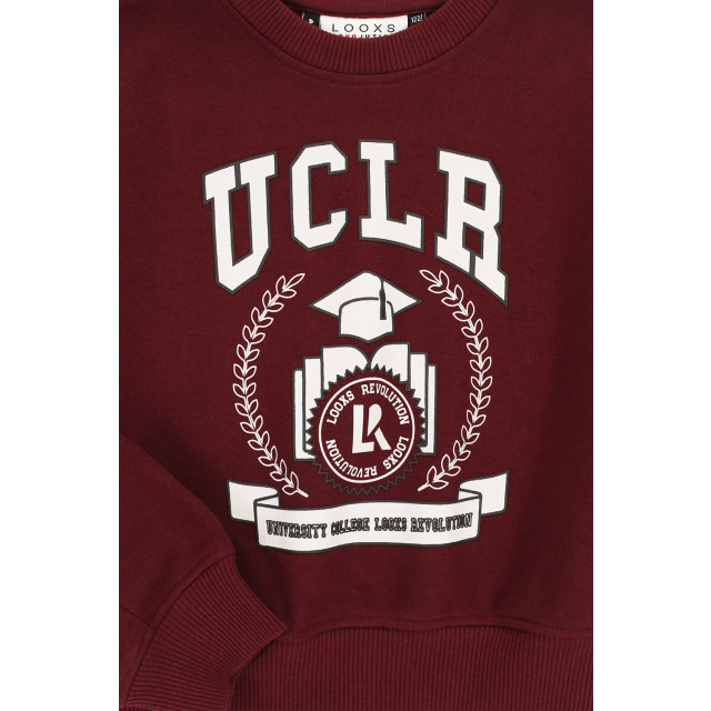 Looxs Revolution Sweater bordeaux university print voor meisjes in de kleur 2432-5318-369 large