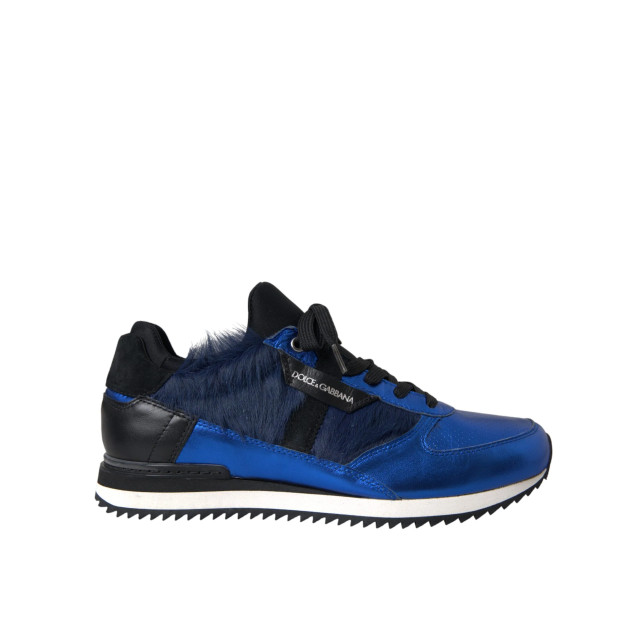 Dolce and Gabbana Zwart kalfsleren sneakers Dolce & Gabbana Blauw Zwart Kalfsleren Sneakers large