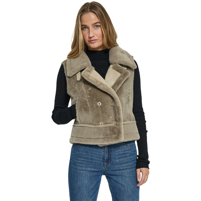 Minus Mspat faux fur vest winter twig sand MI6381-0178 large