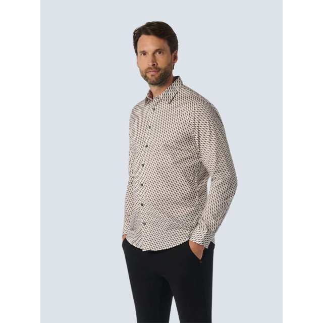 No Excess Shirt stretch allover printed aubergine 25430714-083 large