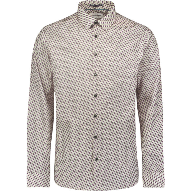 No Excess Shirt stretch allover printed aubergine 25430714-083 large