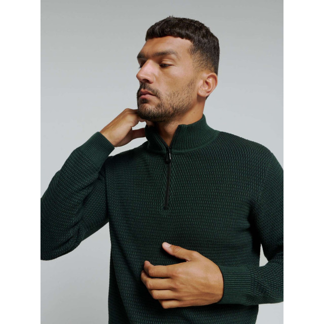 No Excess Pullover half zipper 2 coloured mel dark green 25230904-052 large