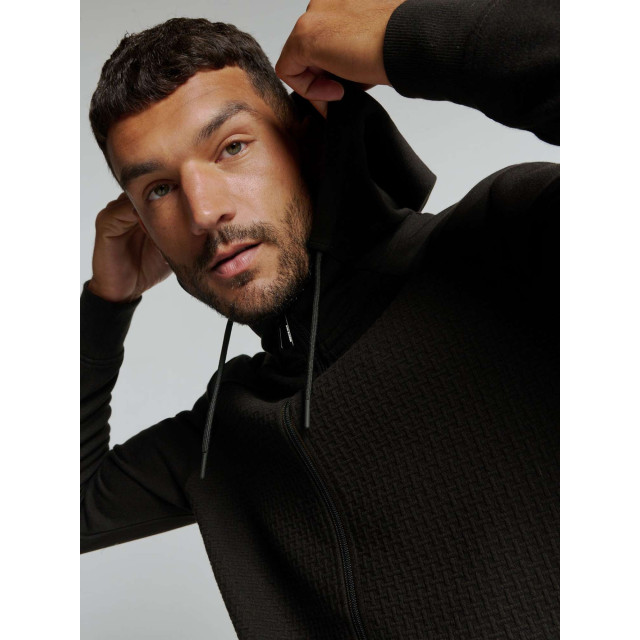 No Excess Sweater hooded full zipper double l black 25100907-020 large