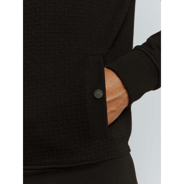 No Excess Sweater hooded full zipper double l black 25100907-020 large