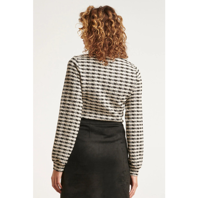 Smashed Lemon 23576 stijlvol geruit turtleneck top in zwart-wit 23576-009-L large