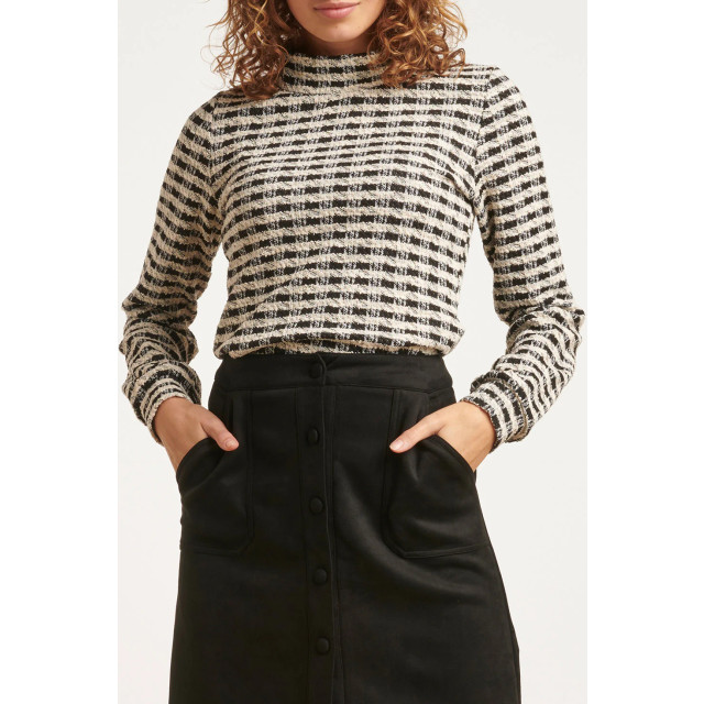 Smashed Lemon 23576 stijlvol geruit turtleneck top in zwart-wit 23576-009-L large