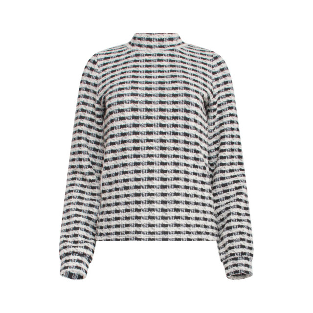 Smashed Lemon 23576 stijlvol geruit turtleneck top in zwart-wit 23576-009-L large
