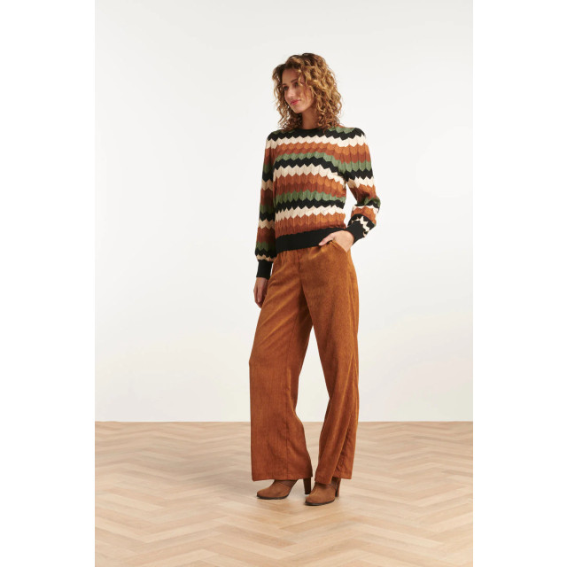 Smashed Lemon 23595 retro grafische gebreide top | 23595-998-3XL large
