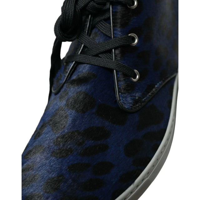 Dolce and Gabbana Kalfsleren leopaard print sneakers Dolce & Gabbana Blauw Kalfsleren Leopaard Print Sneakers large