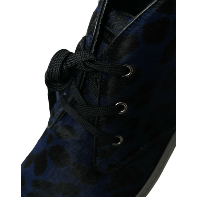 Dolce and Gabbana Kalfsleren leopaard print sneakers Dolce & Gabbana Blauw Kalfsleren Leopaard Print Sneakers large