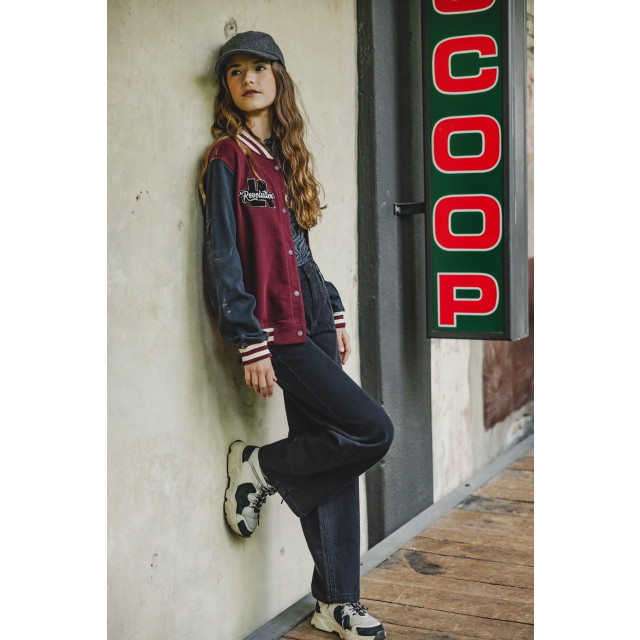 Looxs Revolution Baseball vest bordeaux/antraciet voor meisjes in de kleur 2432-5344-369 large