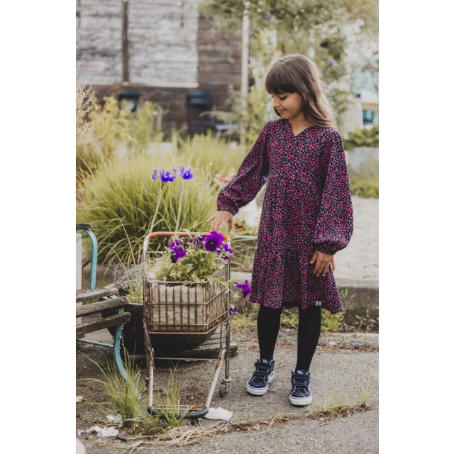 Looxs Revolution Jurkje zwart krinkel mini flowers voor meisjes in de kleur 2433-7826-926 large