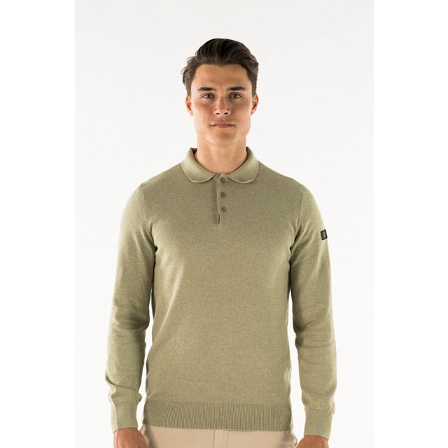 PRESLY & SUN Brad long sleeve knitted polo PS-BRAD-WAS-M large