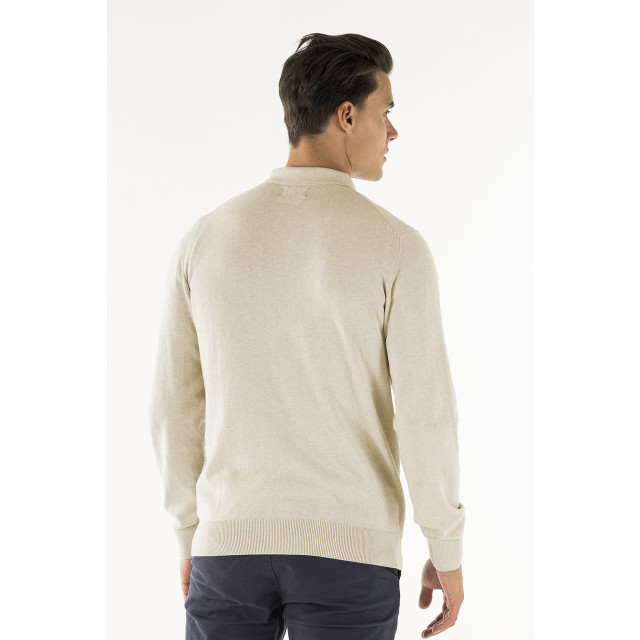 PRESLY & SUN Brad long sleeve knitted polo PS-BRAD-BEI-XL large