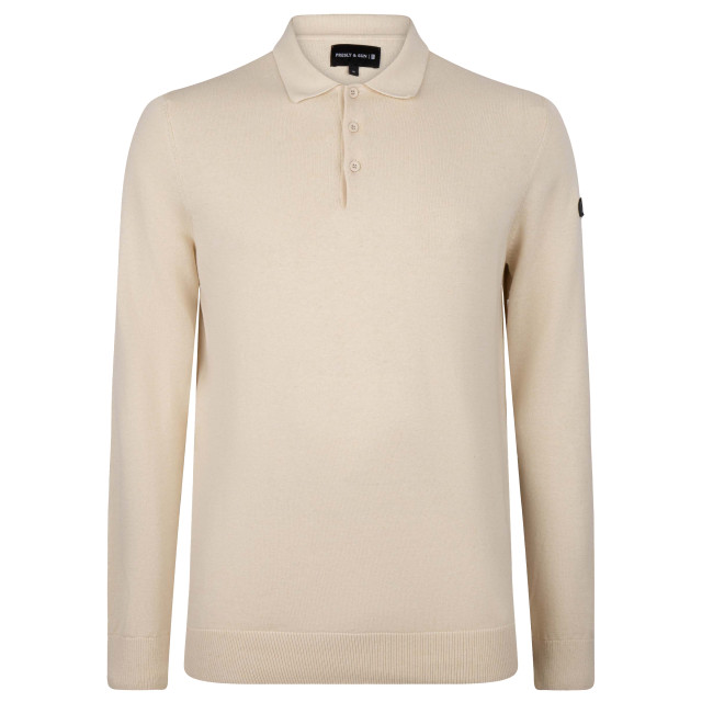 PRESLY & SUN Brad long sleeve knitted polo PS-BRAD-BEI-XL large