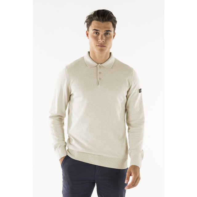 PRESLY & SUN Brad long sleeve knitted polo PS-BRAD-BEI-XL large