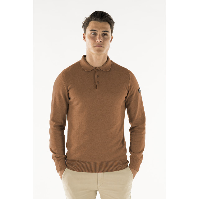 PRESLY & SUN Brad long sleeve knitted polo PS-BRAD-CAM-XL large