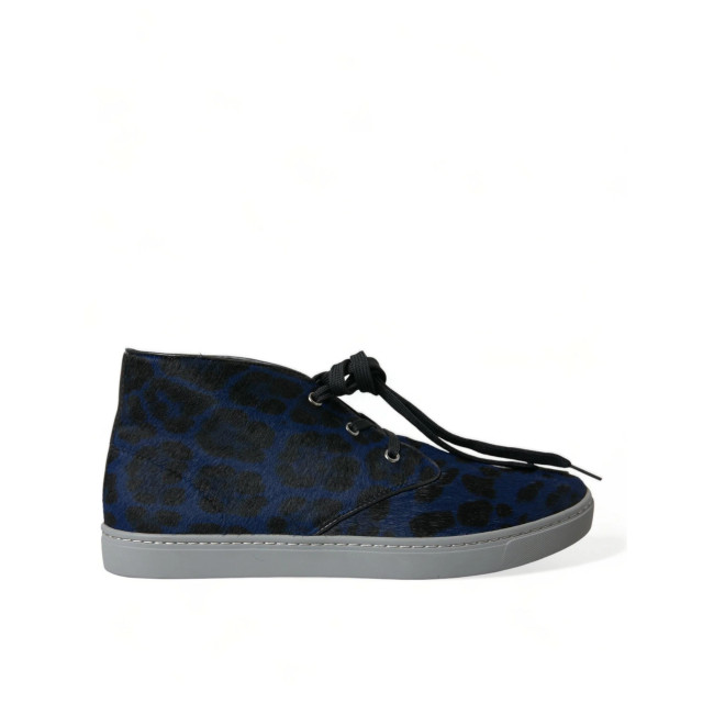 Dolce and Gabbana Kalfsleren leopaard print sneakers Dolce & Gabbana Blauw Kalfsleren Leopaard Print Sneakers large