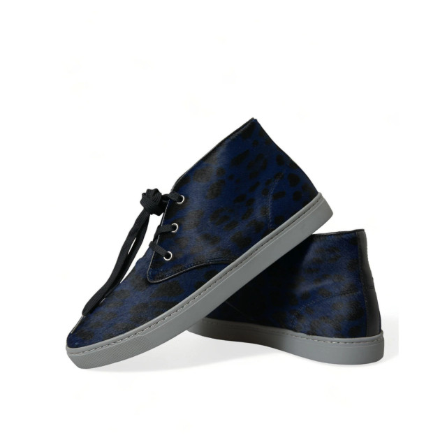 Dolce and Gabbana Kalfsleren leopaard print sneakers Dolce & Gabbana Blauw Kalfsleren Leopaard Print Sneakers large